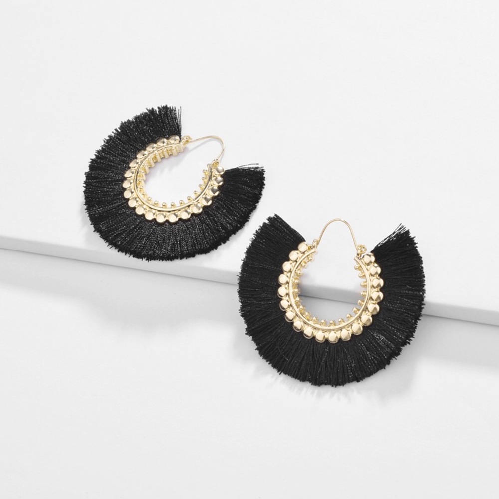 LAST PAIR! Black Fringe Tassel Earrings